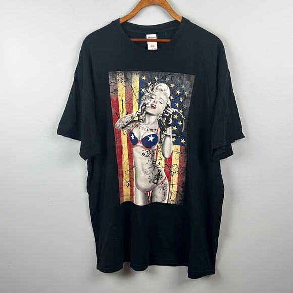 Marilyn Monroe sexy pop art American flag short sleeve tshirt 2X - Picture 1 of 8